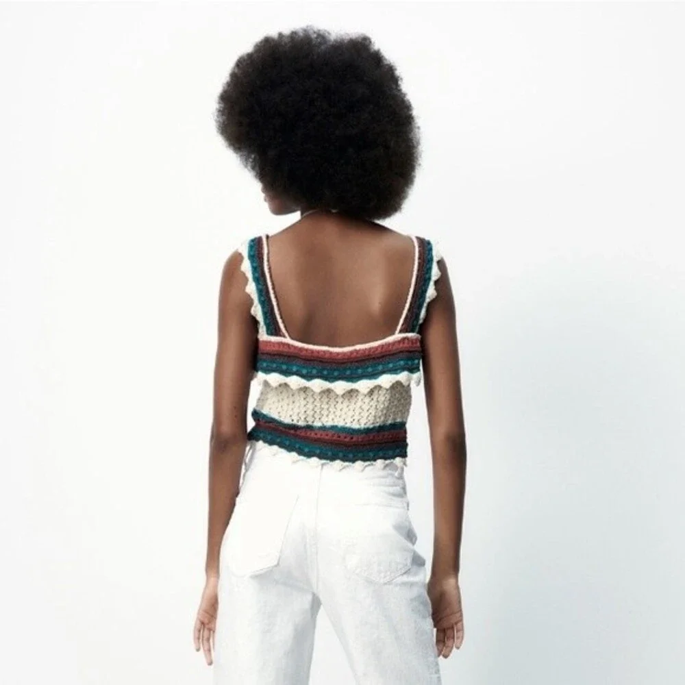 Zara Crochet Knit Crop Top L